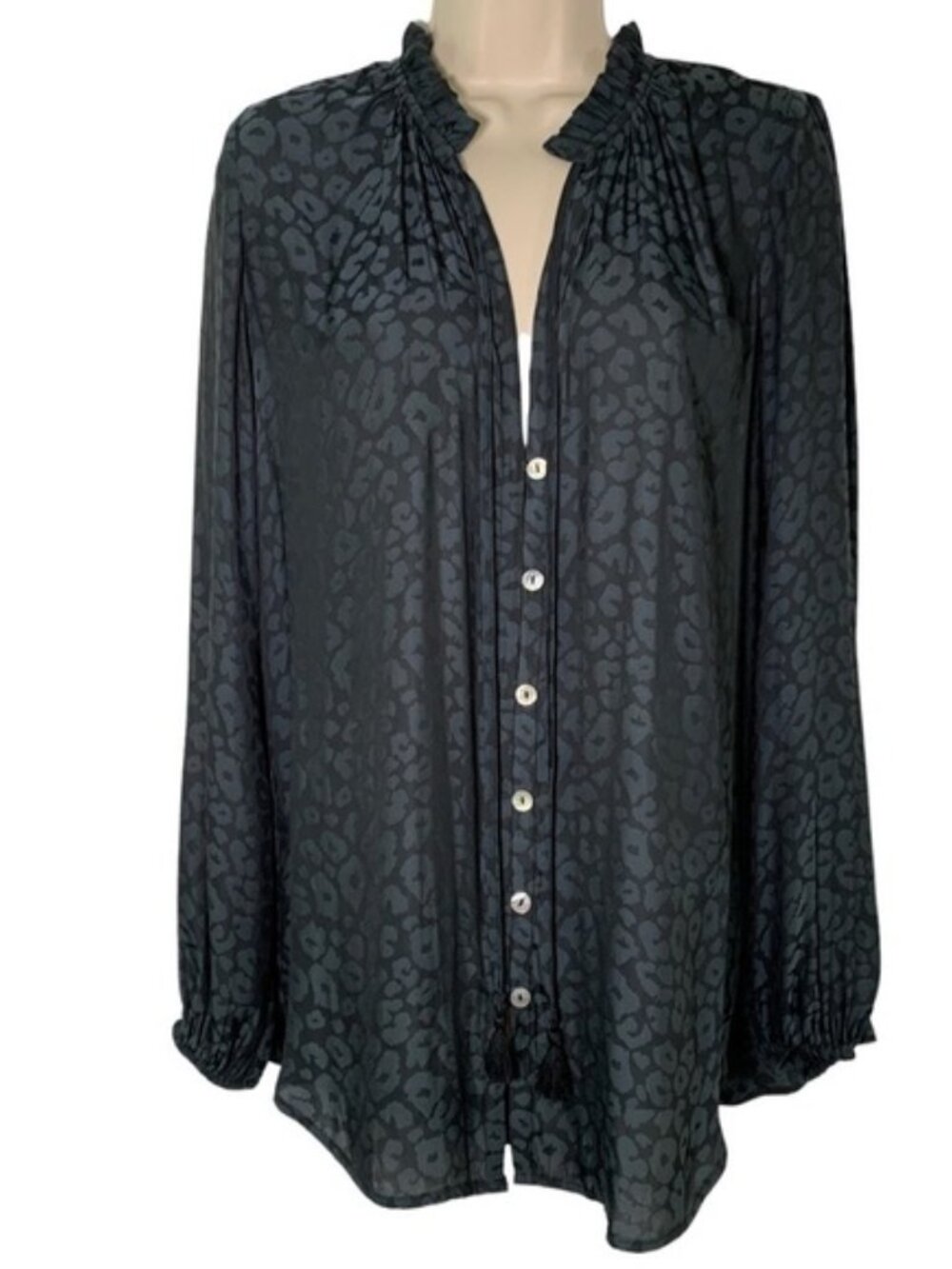SHOW Me Your Mumu Alicia Tunic Charcoal Cheetah Silky Blouse